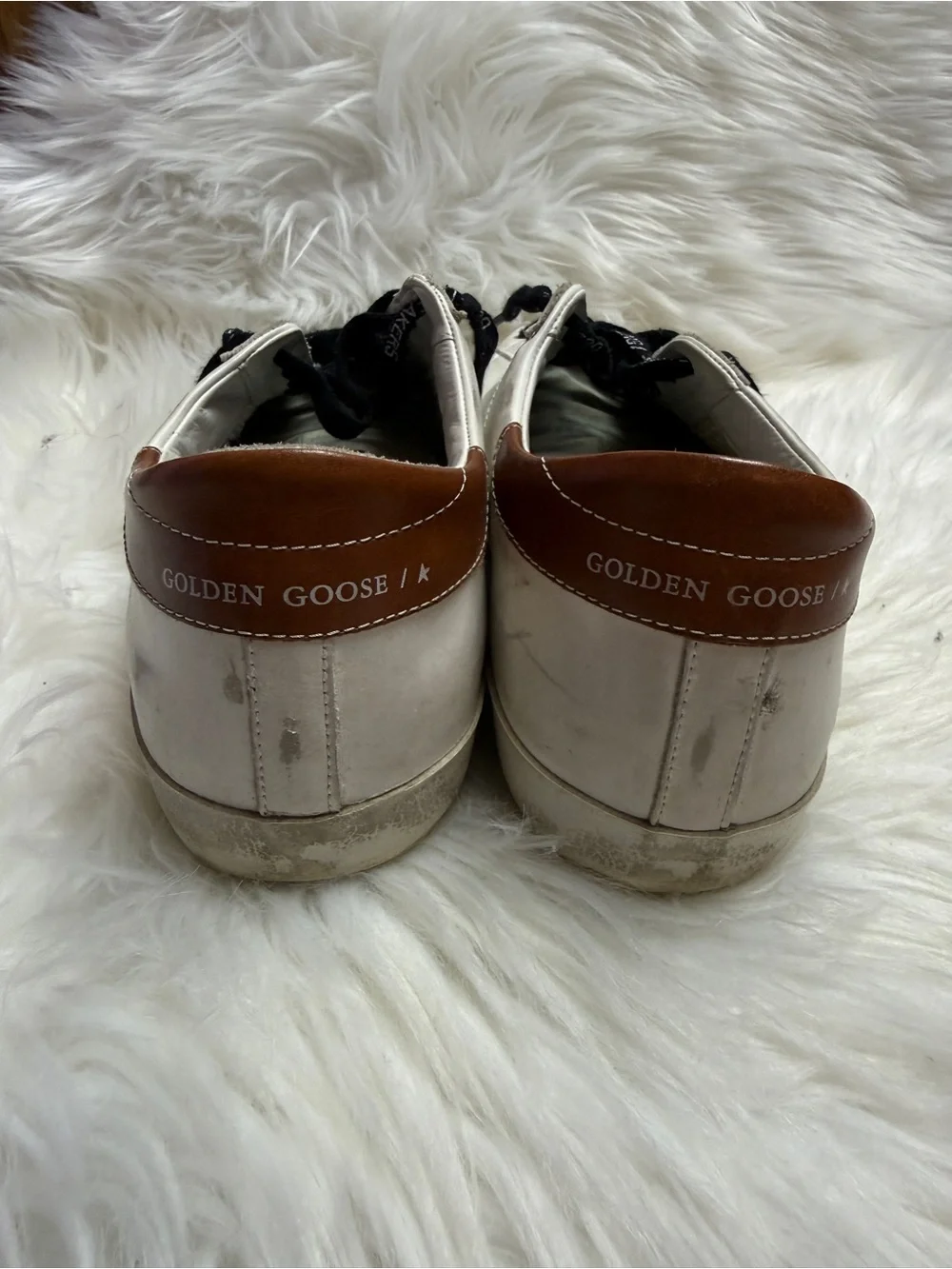 Golden Goose SUPER•STAR White Leather Star Sneakers with Olive and Brown